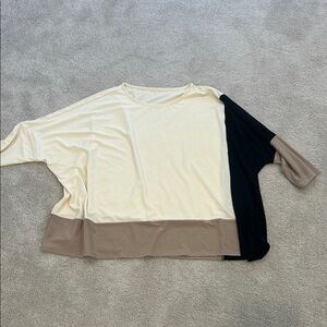 Colorblock Women's Wynne Layers Top - Cream, Black, Tan